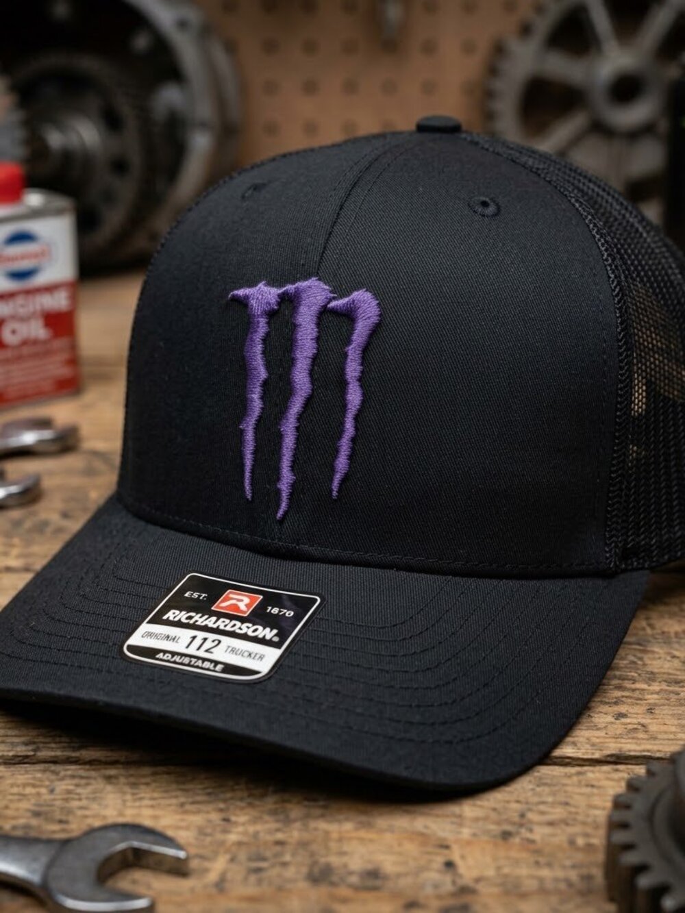 Retro Monster Energy Hat Purple Claw Blackout Richardson 112 Snapback Cap USA Ne